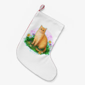 Orange Cat in the Flower Patch Kleine Kerstsok (Voorkant (Hangend))