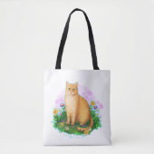 Orange Cat in the Flower Patch Tote Bag (Voorkant)
