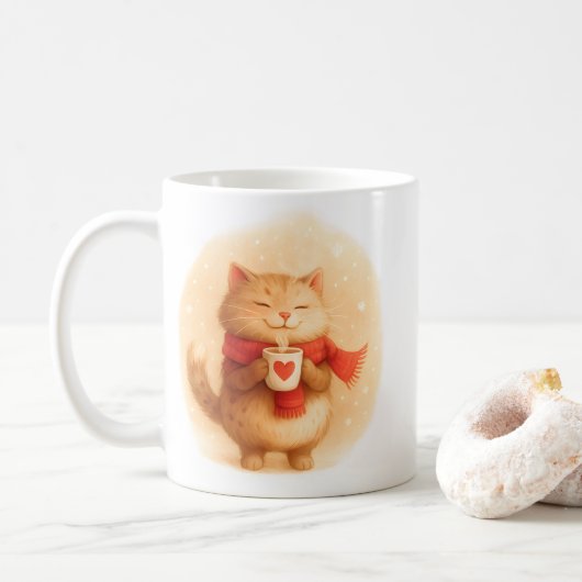 Orange Cat Mug for Cat Lovers Koffiemok (Met donut)