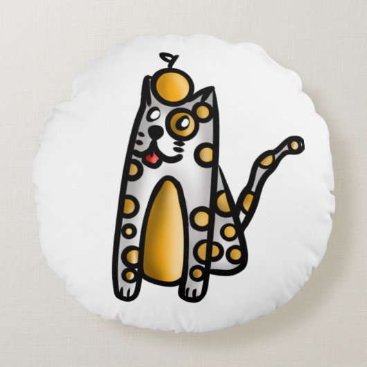 Orange Cat Rond Kussen (Voorkant)