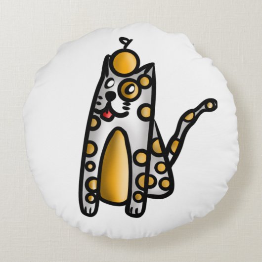 Orange Cat Rond Kussen (Achterkant)