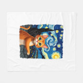 Orange Cat Selfie  Starry Night Cat Mom Cat Lovers Fleece Deken (Voorkant (Horizontaal))
