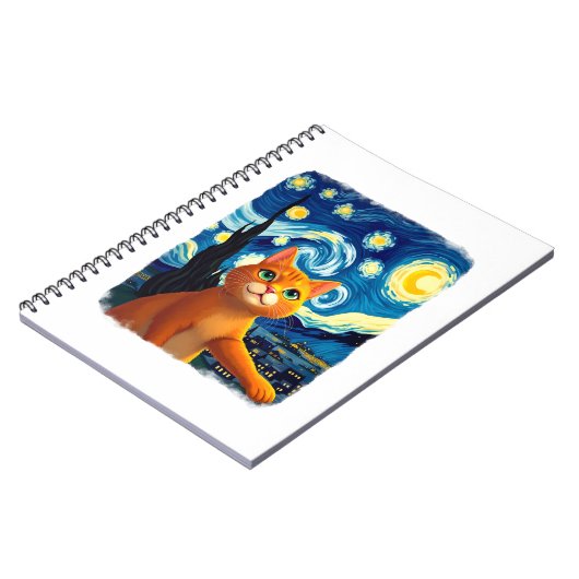 Orange Cat Selfie  Starry Night Cat Mom Cat Lovers Notitieboek (Linkerzijde)