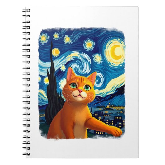 Orange Cat Selfie  Starry Night Cat Mom Cat Lovers Notitieboek (Voorkant)