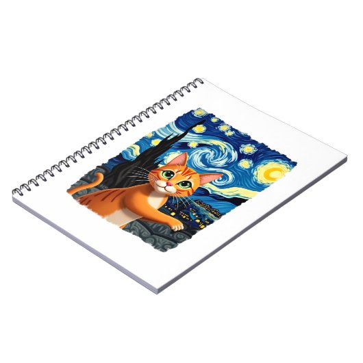 Orange Cat Selfie  Starry Night Cat Mom Cat Lovers Notitieboek (Linkerzijde)
