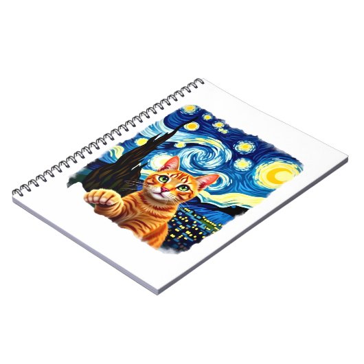 Orange Cat Selfie  Starry Night Cat Mom Cat Lovers Notitieboek (Linkerzijde)