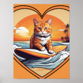 Orange Cat Surfing Poster (Voorkant)
