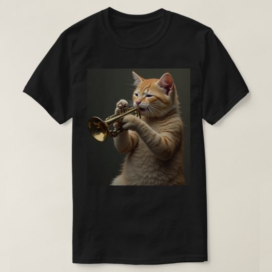 Orange Cat Trumpet Player T-shirt (Design voorkant)