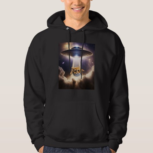 Orange Cat UFO Space Alien  Cute Kitten Beam Up Hoodie (Voorkant)