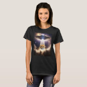 Orange Cat UFO Space Alien  Cute Kitten Beam Up T-shirt (Voorkant volledig)