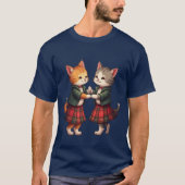 Orange Cats Dancing Scottish Ceilidh  T-shirt (Voorkant)