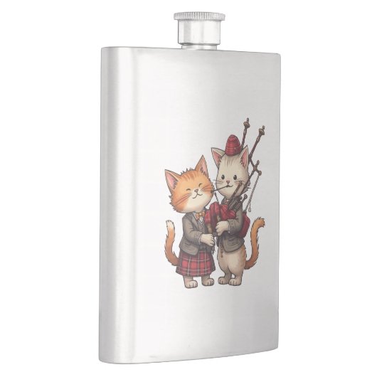 Orange Cats Playing Bagpipes and Wearing Plaid Flacon (Rechts)