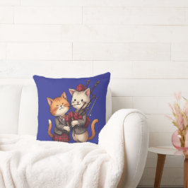 Orange Cats Playing Bagpipes and Wearing Plaid Kussen