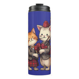 Orange Cats Playing Bagpipes and Wearing Plaid Thermosbeker
