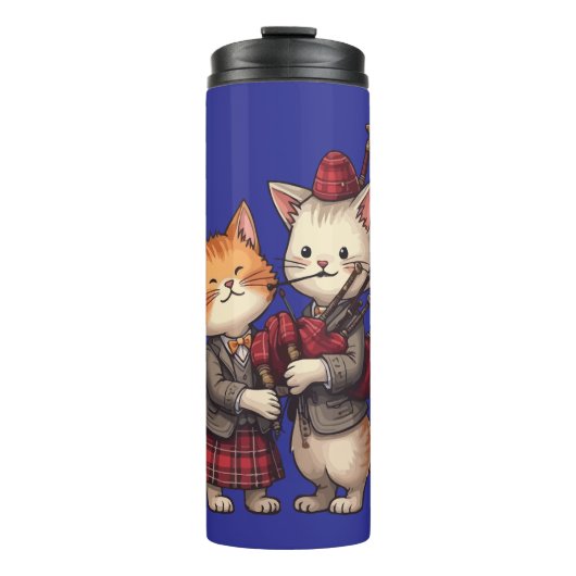 Orange Cats Playing Bagpipes and Wearing Plaid Thermosbeker (Voorkant)