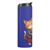 Orange Cats Playing Bagpipes and Wearing Plaid Thermosbeker (Gedraaid links)