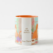Orange Cats & Tea Party Mug Tweekleurige Koffiemok (Center)