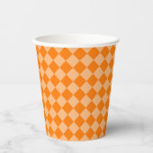 Orange Checker Diamond Pattern Papieren Bekers (Voorkant)