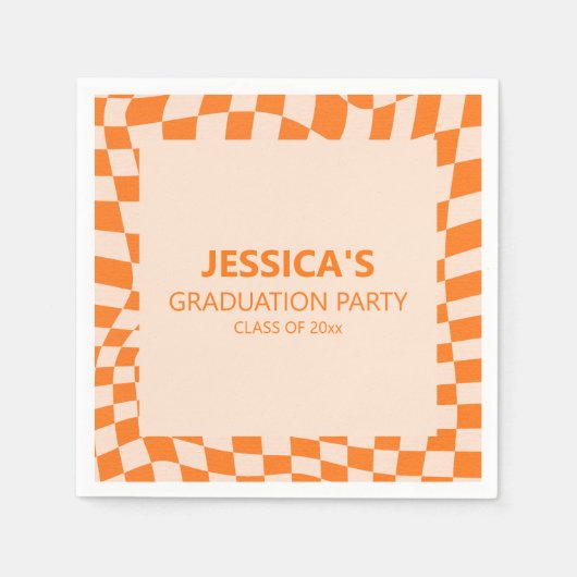Orange Checker Graduation Party Custom 2026 Servet (Voorkant)