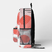 Orange Circles with Black Polka Dots pattern Bedrukte Rugzak (Rechts)