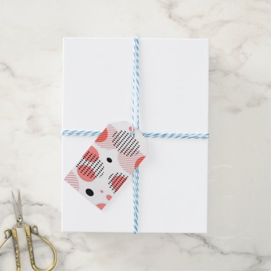 Orange Circles with Black Polka Dots pattern Cadeaulabel (Met Touw)