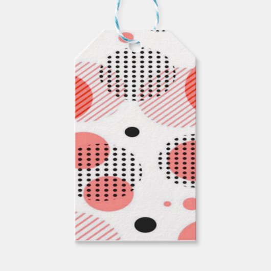 Orange Circles with Black Polka Dots pattern Cadeaulabel (Voorkant)