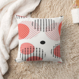 Orange Circles with Black Polka Dots pattern Kussen