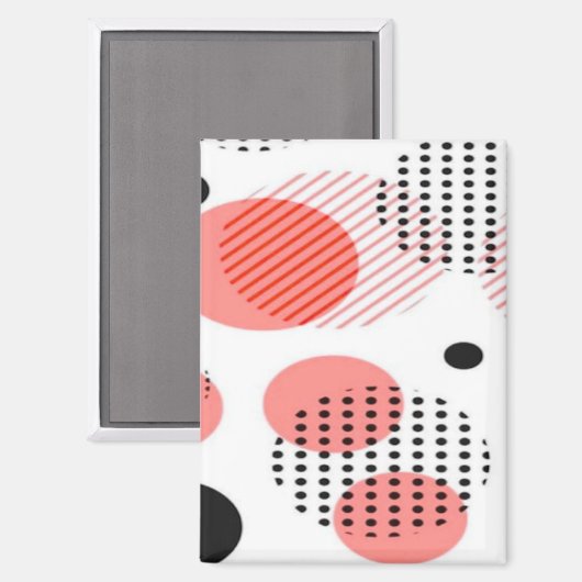 Orange Circles with Black Polka Dots pattern Magneet (Voorkant / Achterkant)