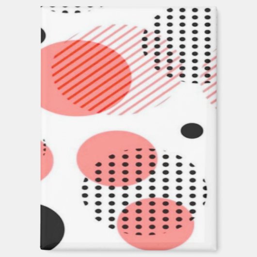 Orange Circles with Black Polka Dots pattern Magneet (Voorkant)