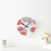 Orange Circles with Black Polka Dots pattern Ronde Klok (Huis)