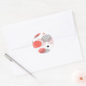 Orange Circles with Black Polka Dots pattern Ronde Sticker (Envelop)