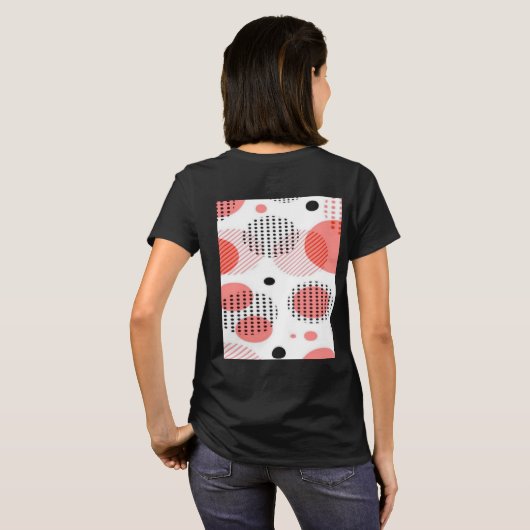 Orange Circles with Black Polka Dots pattern T-shirt (Achterkant volledig)