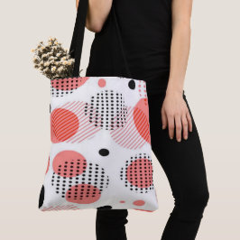 Orange Circles with Black Polka Dots pattern Tote Bag