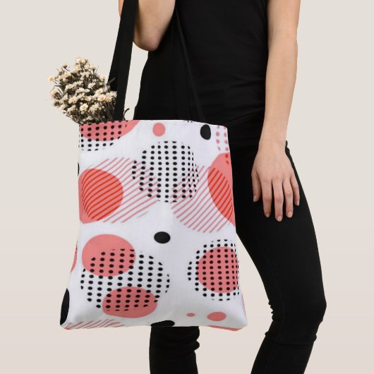 Orange Circles with Black Polka Dots pattern Tote Bag (Dichtbij)