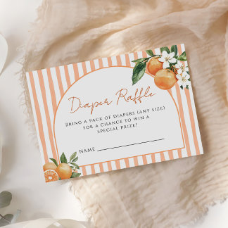 Orange Citrus Baby Shower Diaper Raffle Informatiekaartje