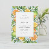 Orange Citrus Blossom Wedding Kaart (Staand voorkant)
