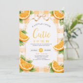 Orange Citrus First Birthday Party Invite Kaart (Staand voorkant)