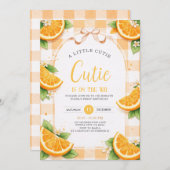 Orange Citrus First Birthday Party Invite Kaart (Voorkant / Achterkant)