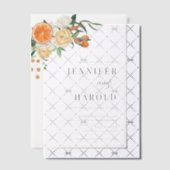 Orange Citrus Floral Minimal Wedding Overlay Vellum Uitnodigingen (Offset (Uitnodiging))