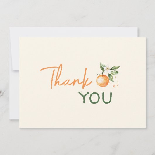 Orange Citrus Little Cutie Baby Shower Flat Bedankkaart (Voorkant)