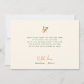 Orange Citrus Little Cutie Baby Shower Flat Bedankkaart (Achterkant)