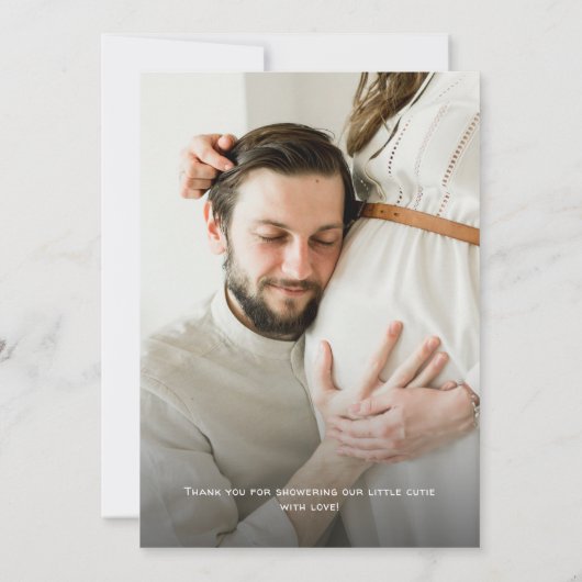 Orange Citrus Little Cutie Baby Shower Photo Bedankkaart (Achterkant)