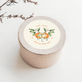 Orange Citrus Two Little Cuties Baby Shower Favor Ronde Sticker