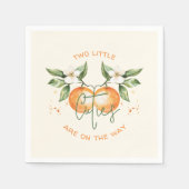 Orange Citrus Two Little Cuties Twin Baby Shower Servet (Voorkant)