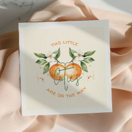 Orange Citrus Two Little Cuties Twin Baby Shower Servet