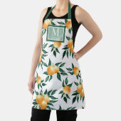 Orange Citrus Watercolor Monogram Name Apron Schort (Insitu)