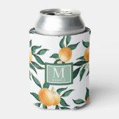 Orange Citrus Watercolor Monogram Name  Blikjeskoeler (Blikje Voorkant)