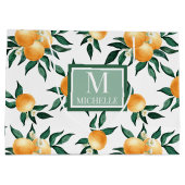 Orange Citrus Watercolor Monogram Name Groot Cadeauzakje (Achterkant)