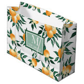 Orange Citrus Watercolor Monogram Name Groot Cadeauzakje (Voorkant Gekanteld)