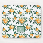 Orange Citrus Watercolor Monogram Name  Muismat (Voorkant)